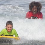 Bodyboarding at camp