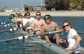 Rowing at sunset