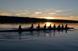 Rowing at sunrise