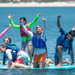 campers on floating lilypad